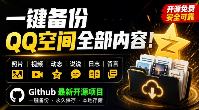 一键将你QQ空间全部内容备份下来!照片/视频/动态信息全存本地,Github最新开源项目QzoneArchive-我爱项目网