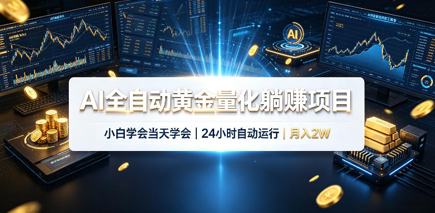 AI全自动黄金量化躺賺项目，小白学会当天学会，24小时自动运行，月入2W！【揭秘】-我爱项目网