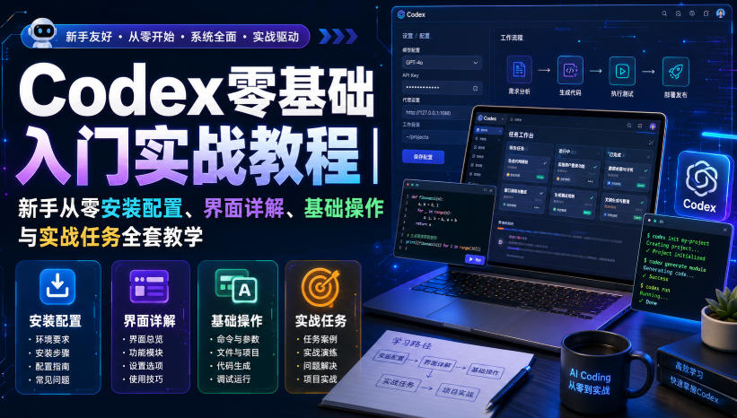 Codex零基础入门实战教程｜新手从零安装配置、界面详解、基础操作与实战任务全套教学-我爱项目网