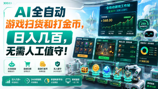 AI全自动游戏扫货和打金币，日入几百，无需人工值守！【揭秘】-我爱项目网