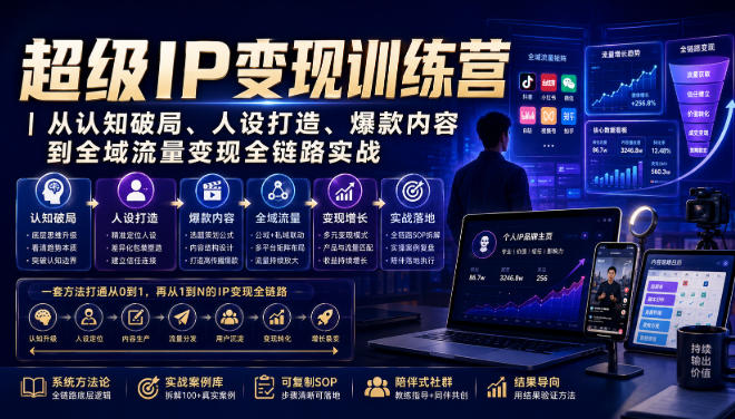 超级IP变现训练营|从认知破局、人设打造、爆款内容到全域流量变现全链路实战-我爱项目网