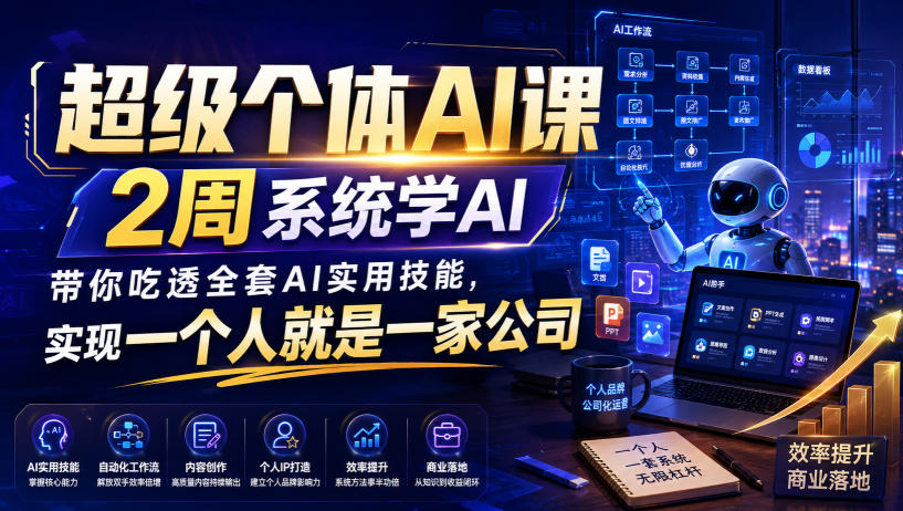 超级个体AI课，2周系统学AI，带你吃透全套AI实用技能，实现一个人就是一家公司-我爱项目网