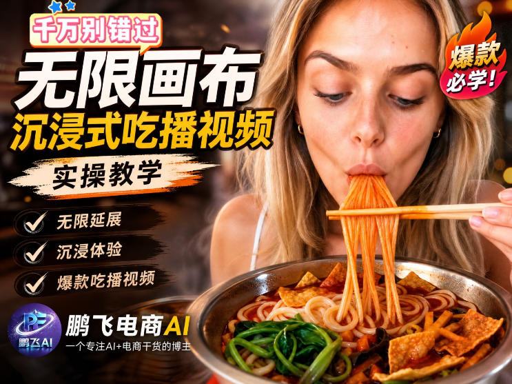 保姆级教程｜用AI无线画布做沉浸式吃播，3步直接出片，无线画布工作流，操作简单好上手-我爱项目网