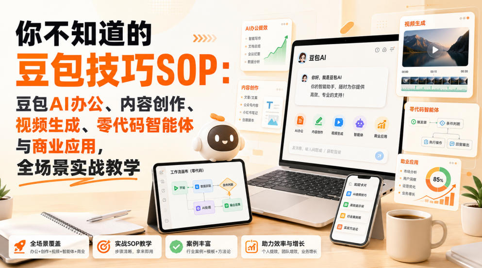 你不知道的豆包技巧SOP：豆包AI办公、内容创作、视频生成、零代码智能体与商业应用，全场景实战教学-我爱项目网