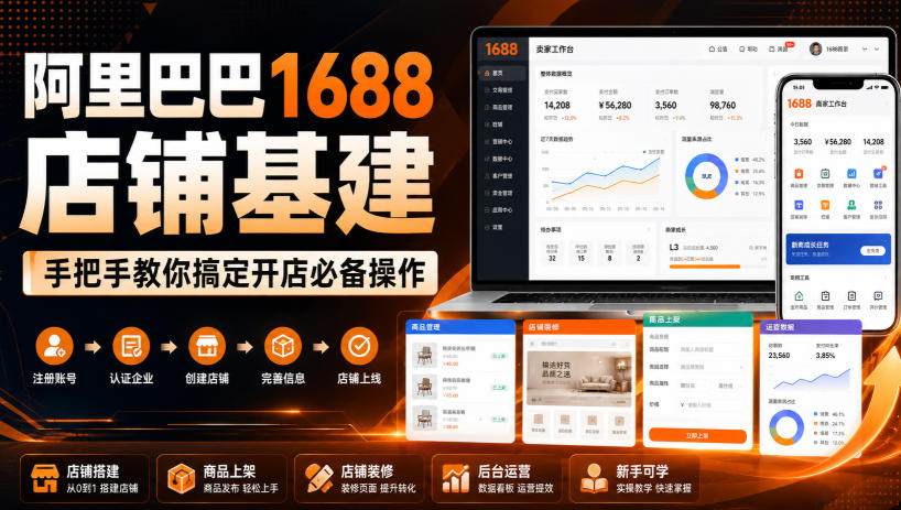 阿里巴巴1688店铺基建，手把手教你搞定开店必备操作（更新8月）-我爱项目网