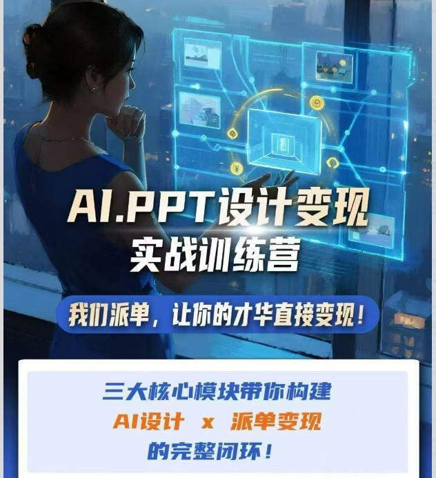 AI+PPT设计变现实战训练营，我们派单，让你的才华直接变现，三大核心模块带你构建Al设计x派单变现的完整闭环-我爱项目网