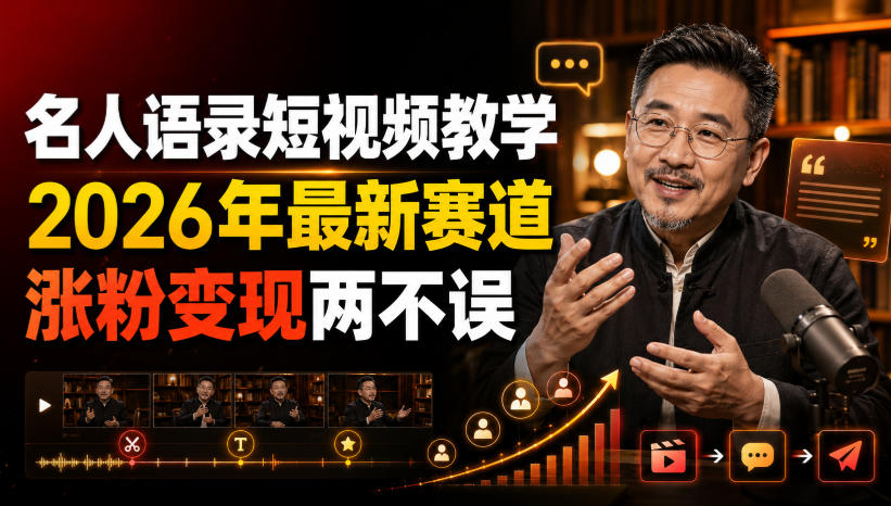 名人语录短视频教学，2026年最新赛道，涨粉变现两不误-我爱项目网