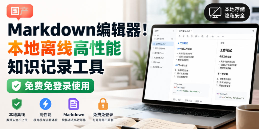 国产Markdown编辑器！本地离线高性能知识记录工具，免费免登录使用-我爱项目网