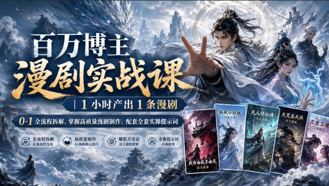 百万博主漫剧实战课｜1小时产出1条漫剧，0‑1全流程拆解，掌握高质量漫剧制作，配套全套实操提示词-我爱项目网