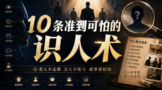 付费文章：10条准到可怕的识人术-我爱项目网