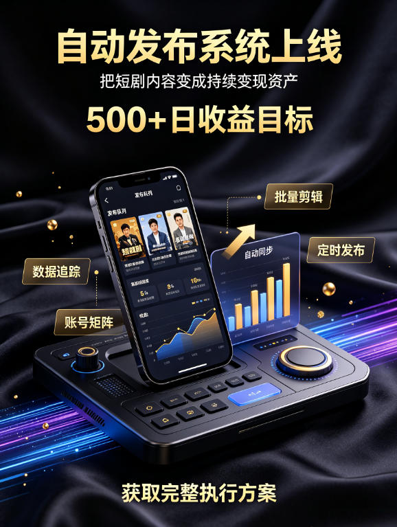 还在找靠谱线上副业？快手短剧项目，全程自动发布内容，不用熬夜做视频，轻松日入500+【揭秘】-我爱项目网