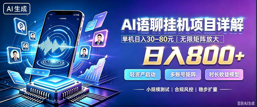 AI聊天挂G项目，日入800+，适用个人副业，支持工作室矩阵操作，放大收益【揭秘】-我爱项目网