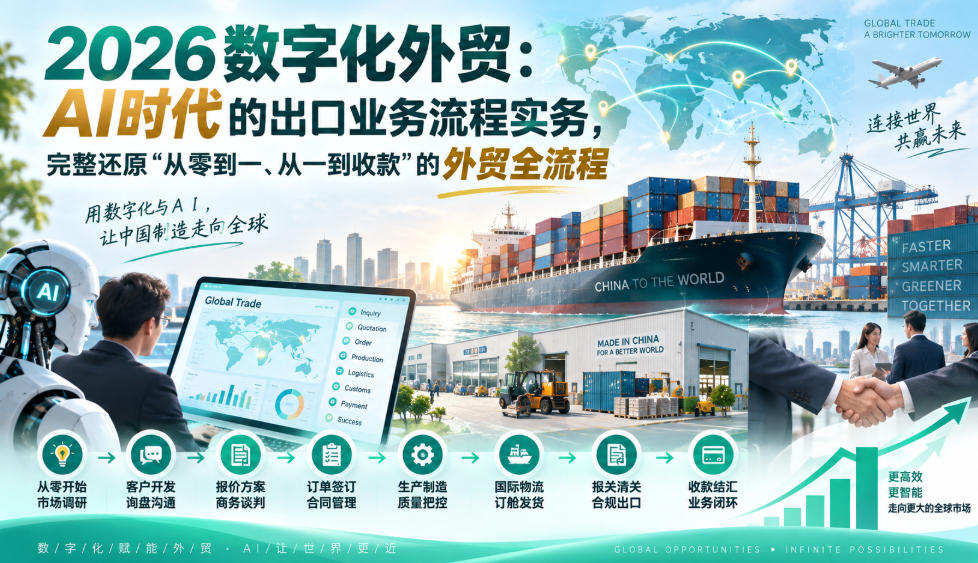 2026数字化外贸：AI时代的出口业务流程实务，完整还原”从零到一、从一到收款”的外贸全流程-我爱项目网