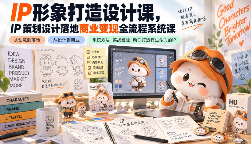 IP形象打造设计课，IP策划设计落地商业变现全流程系统课-我爱项目网