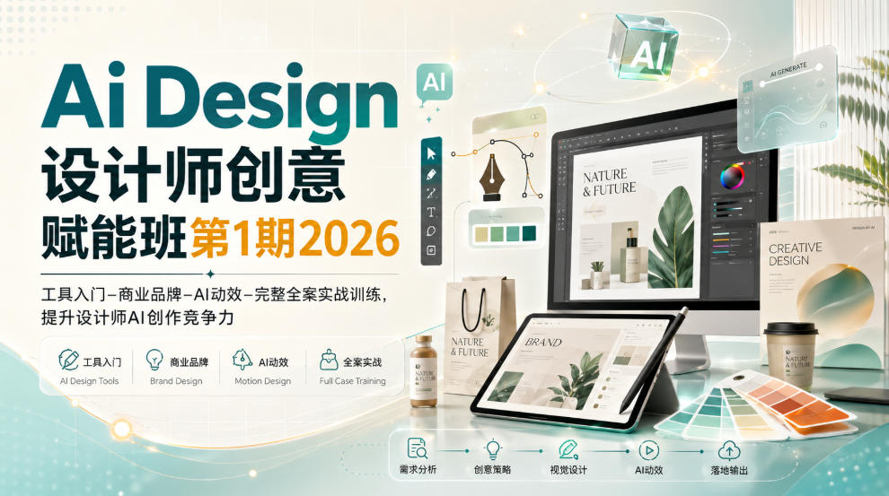 Ai Design设计师创意赋能班第1期2026｜工具入门‑商业品牌‑AI动效‑完整全案实战训练，提升设计师AI创作竞争力-我爱项目网