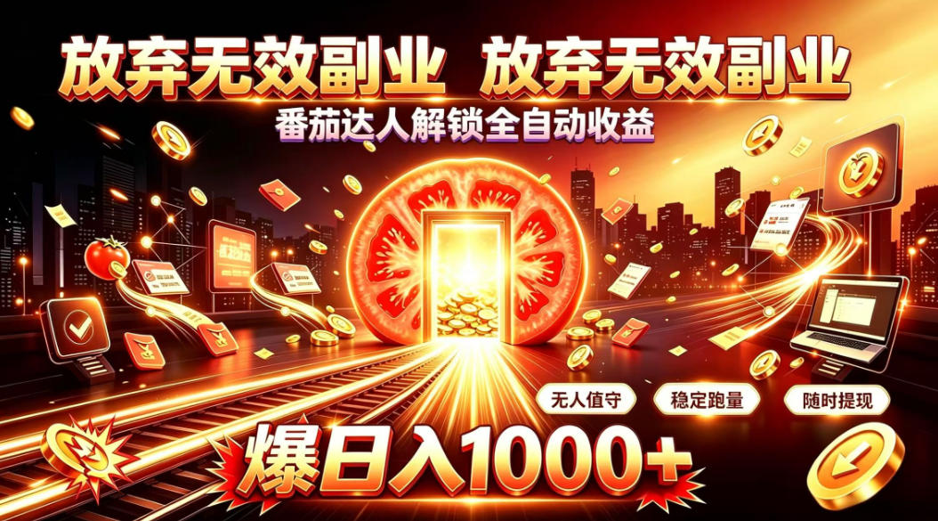 放弃无效副业，番茄达人解锁全自动收益，日入1k+，门槛最低的线上轻资产项目【揭秘】-我爱项目网