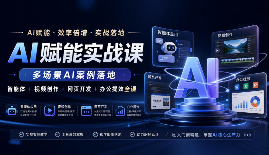 AI赋能实战课，多场景AI案例落地，智能体+视频创作+网页开发+办公提效全课-我爱项目网