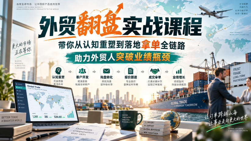 外贸翻盘实战课程，带你从认知重塑到落地拿单全链路，助力外贸人突破业绩瓶颈-我爱项目网