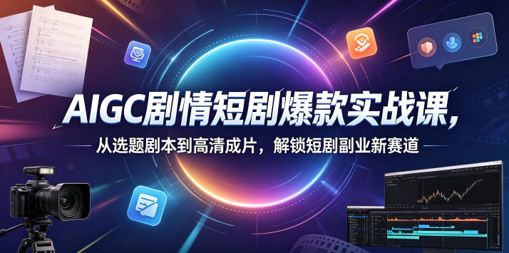 AIGC剧情短剧爆款实战课，从选题剧本到高清成片，解锁短剧副业新赛道（更新0906）-我爱项目网