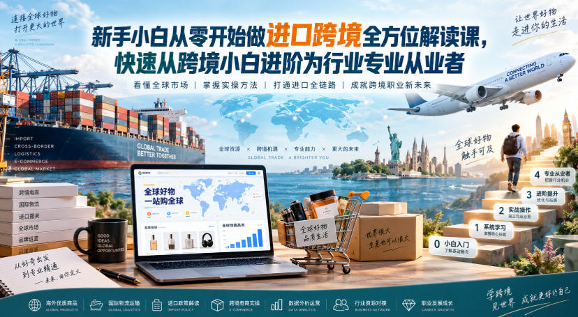 新手小白从零开始做进口跨境全方位解读课，快速从跨境小白进阶为行业专业从业者-我爱项目网