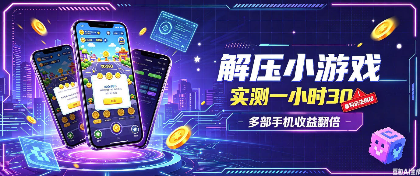 小游戏全流程玩法，实测一小时搞30，简单无脑解压，当天做当天就能看到进账，直接冲就行【揭秘】-我爱项目网