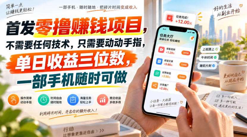 首发零撸賺钱项目,不需要任何技术,只需要动动手指,单日收益三位数,一部手机随时可做【揭秘】-我爱项目网