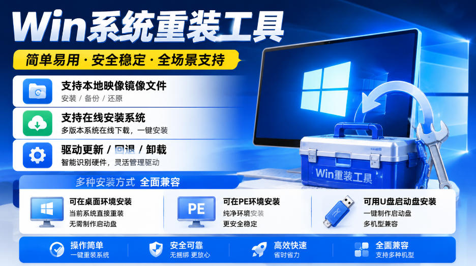 Win系统重装工具,支持本地映像镜像文件安装备份,简单易用-安全稳定-全场景支持-我爱项目网