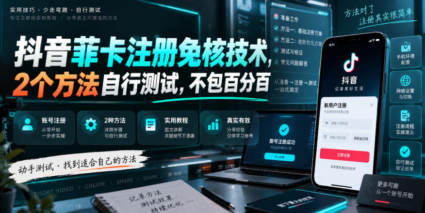 抖音菲卡注册免核技术，2个方法自行测试，不包百分百-我爱项目网