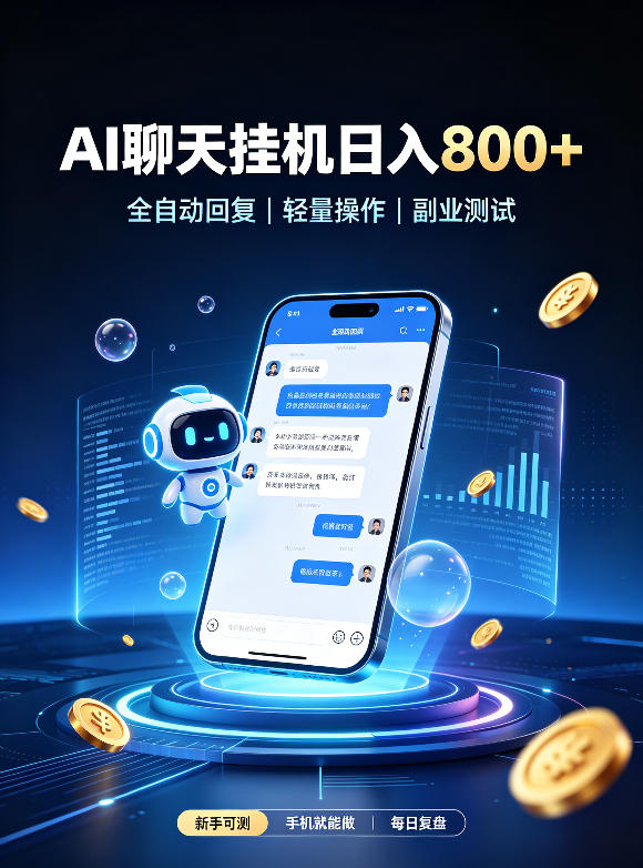 AI聊天挂G项目，日入800+，适用个人副业，工作室矩阵操作，无需真人实时值守【揭秘】-我爱项目网