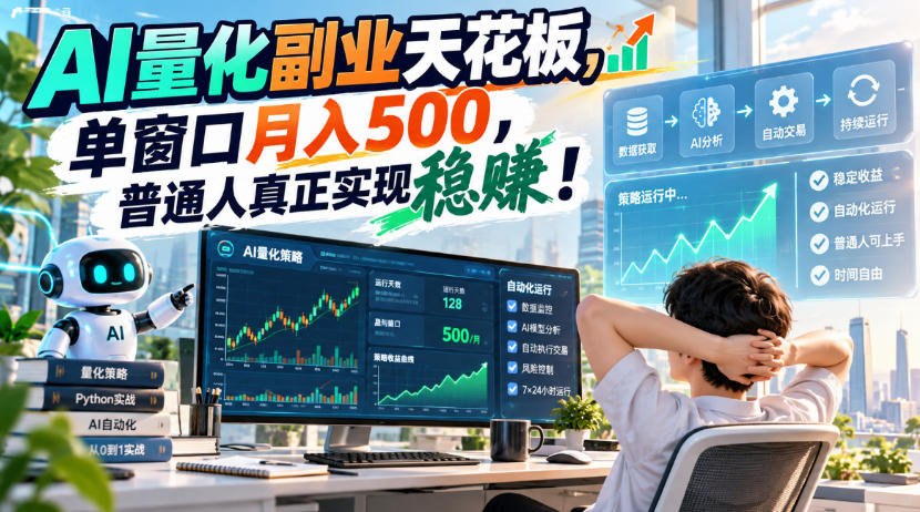 AI量化副业天花板,单窗口月入500,普通人真正实现稳賺!【揭秘】-我爱项目网