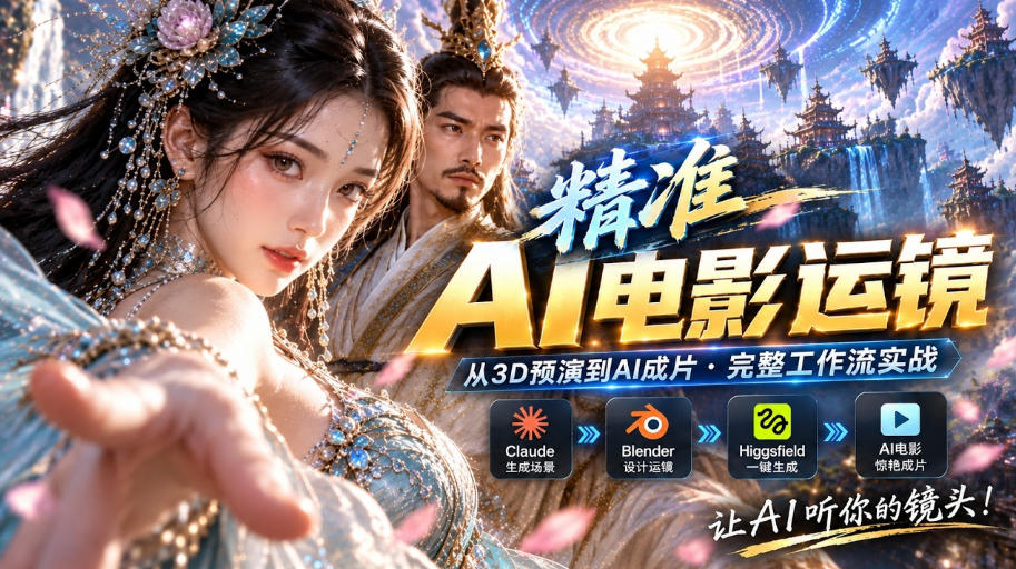 AI视频终于能精准运镜了！Claude+Blender+Higgsfield免费插件实测-我爱项目网