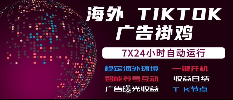 海外TikTok挂G流量变现，7X24自动运行，广告曝光收益，收益日结【揭秘】-我爱项目网