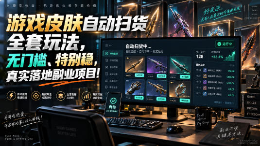 游戏皮肤自动扫货全套玩法，无门槛、特别稳，真实落地副业项目！【揭秘】-我爱项目网
