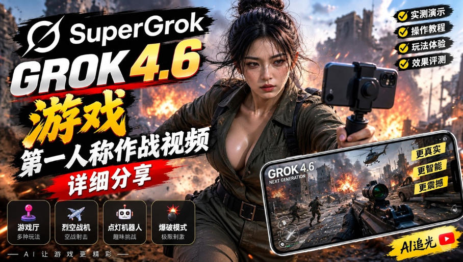 Grok 4.6也能做游戏？第一人称作战视频实测｜玩法详细讲解-我爱项目网