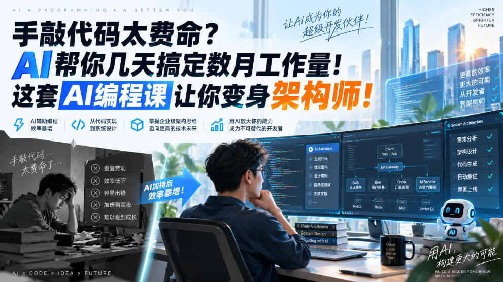 手敲代码太费命？AI帮你几天搞定数月工作量！这套AI编程课让你变身架构师！【原创双语字幕】-我爱项目网