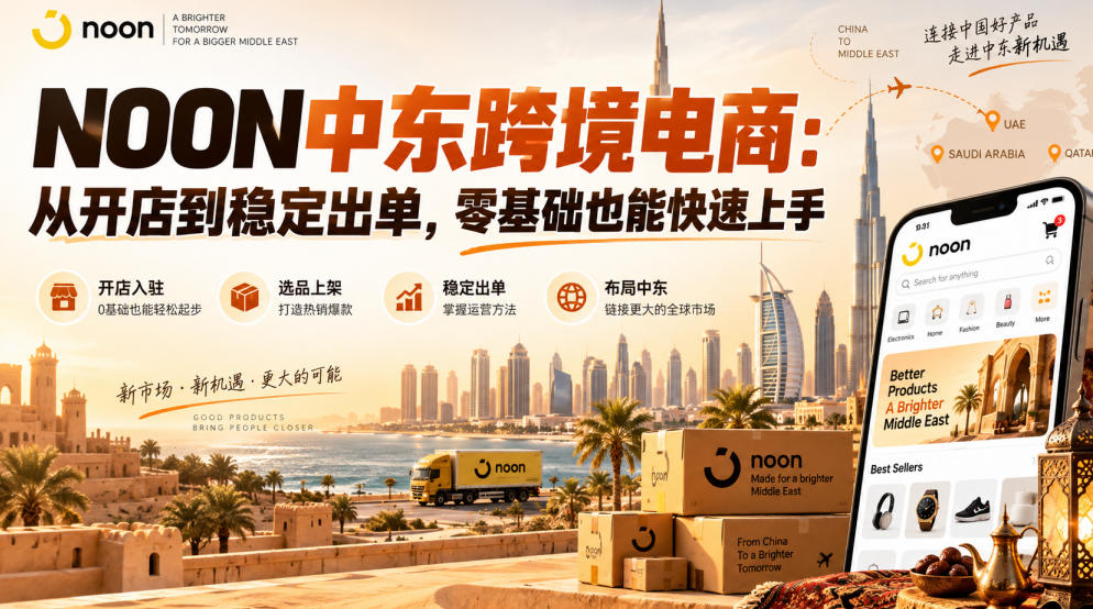NOON中东跨境电商：从开店到稳定出单，零基础也能快速上手（更新2026）-我爱项目网