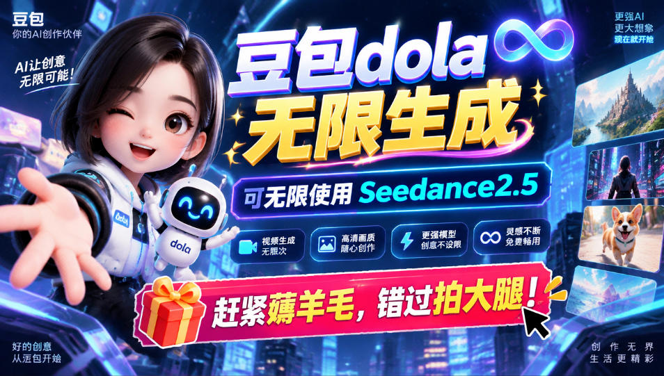 1029最新豆包dola无限生成技术，可以无限生成sseedance2.5，赶紧薅羊毛，和谐拍大腿-我爱项目网