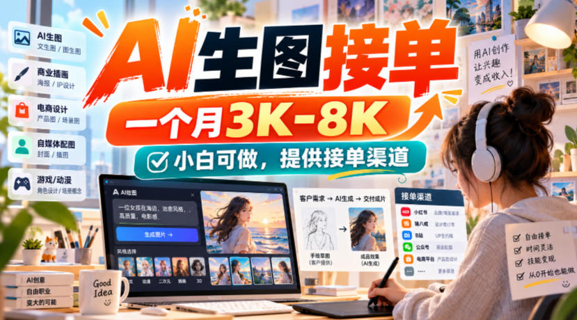 AI生图接单,一个月3K-8K,小白可做,提供接单渠道-我爱项目网