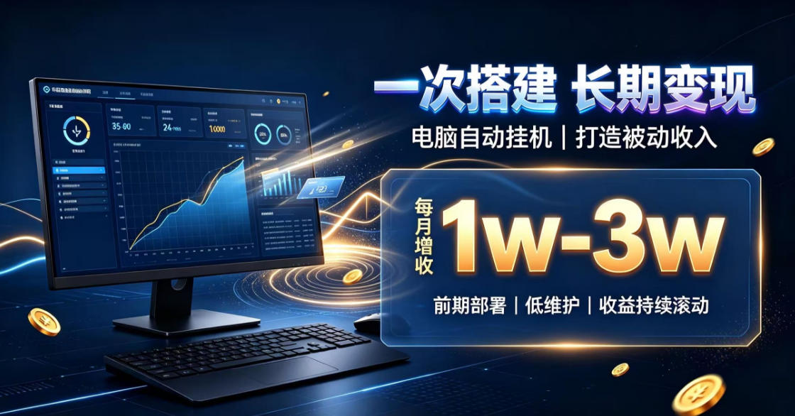 一份投入长期收益，电脑自动挂G类目，搭建被动收入每月增收1w-3w【揭秘】-我爱项目网