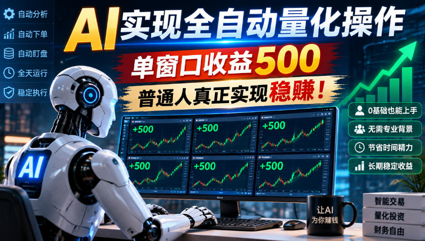 AI实现全自动量化操作，单窗口收益500，普通人真正实现稳賺！【揭秘】-我爱项目网