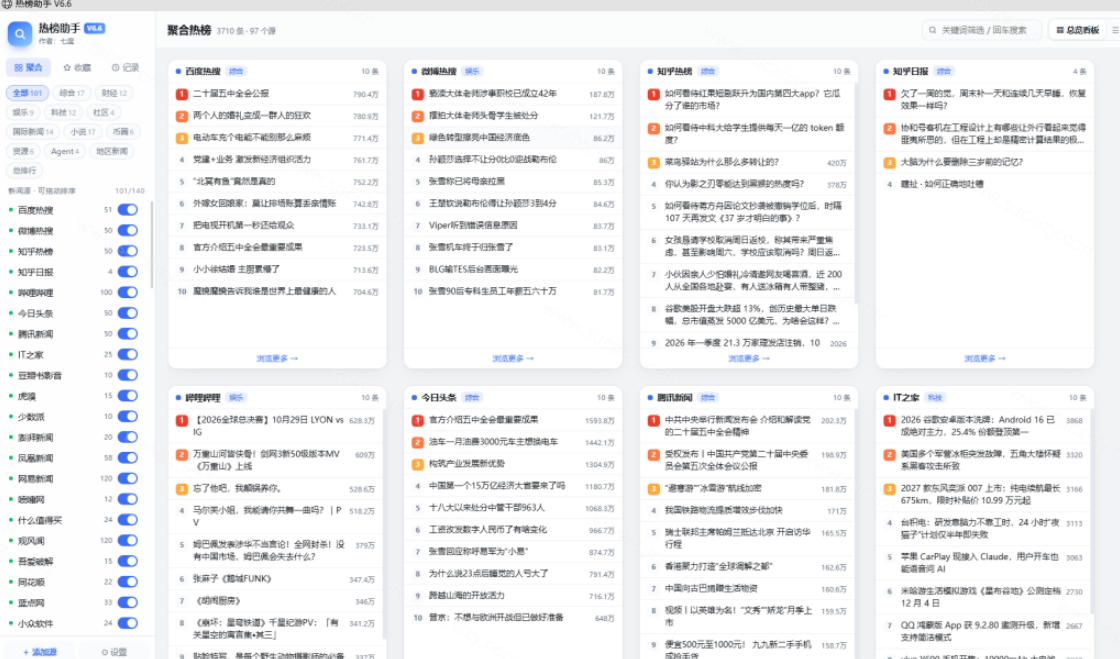 图片[2]-群友做了个非常不错的热点汇总工具！自媒体达人必备，聚合70+热榜信息，简约美观rebang-helper-我爱项目网