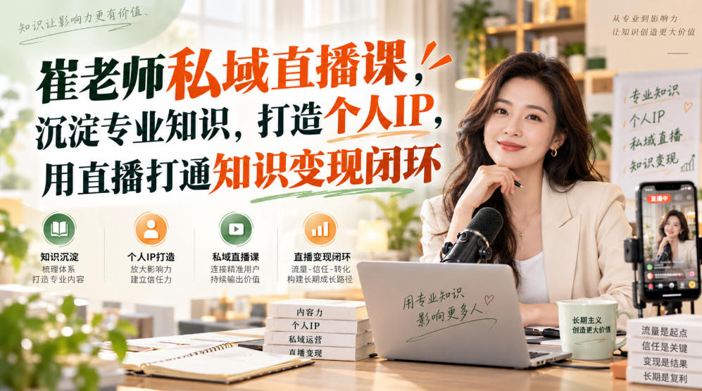 崔老师私域直播课，沉淀专业知识，打造个人IP，用直播打通知识变现闭环-我爱项目网