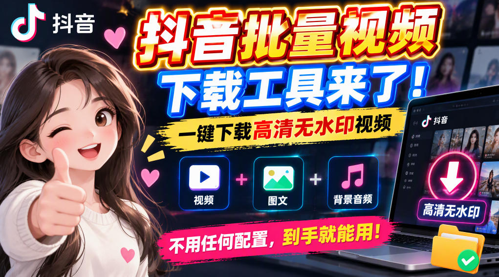 抖音批量视频下载工具,一键下载高清无水印视频,到手就能用-我爱项目网