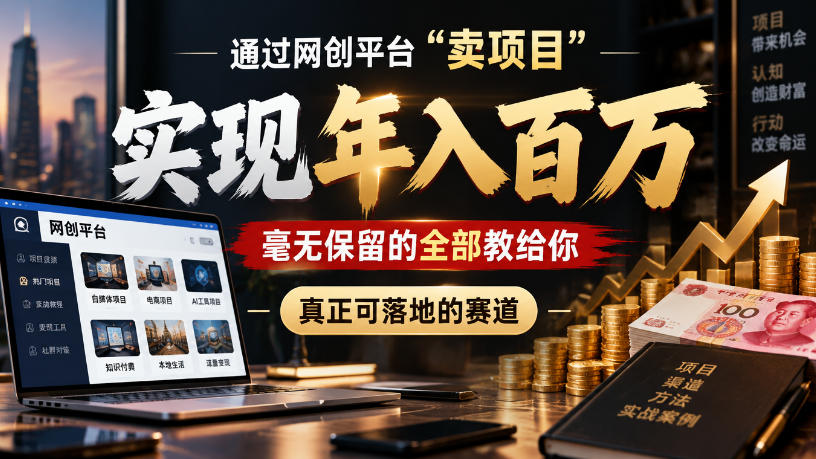 通过网创平台“卖项目”实现年入100w，毫无保留的全部教给你，真正可落地的赛道【揭秘】-我爱项目网