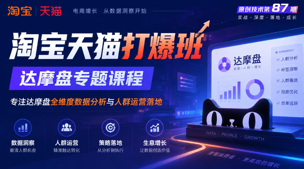 《淘宝天猫打爆班》原创技术第87期，达摩盘专题课程，专注达摩盘全维度数据分析与人群运营落地-我爱项目网