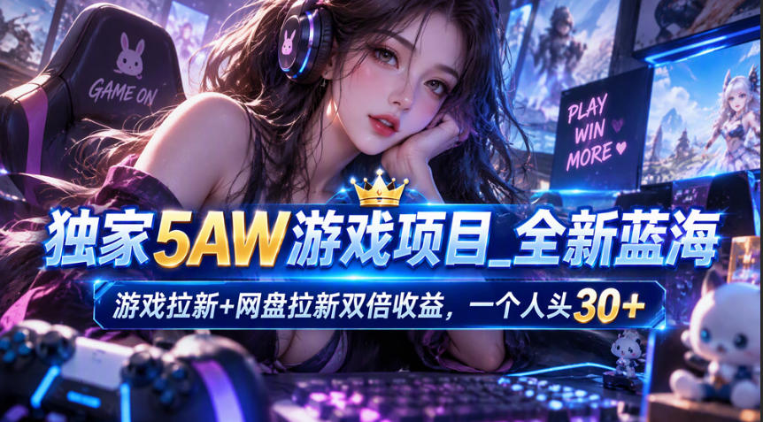 独家5AW游戏蓝海项目_游戏拉新+网盘拉新双倍收益,拉新一个30米-我爱项目网