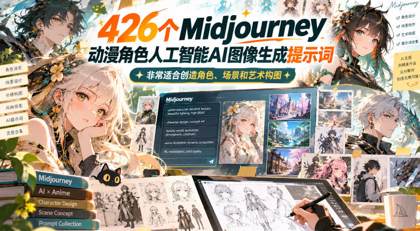 426个Midjourney动漫角色人工智能AI图像生成提示词，非常适合创造角色、场景和艺术构图-我爱项目网