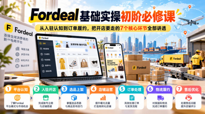 Fordeal基础实操初阶必修课，从入驻认知到订单履约，把开店要走的7个核心环节全部讲透-我爱项目网