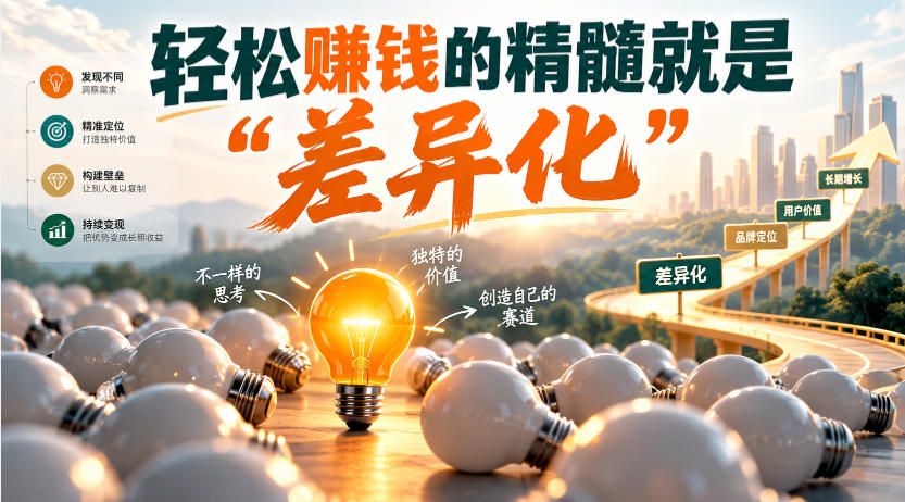 某公众号付费文章:轻松賺钱的精髓就是“差异化”-我爱项目网