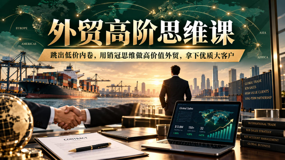 外贸高阶思维课,跳出低价内卷,用销冠思维做高价值外贸,拿下优质大客户-我爱项目网